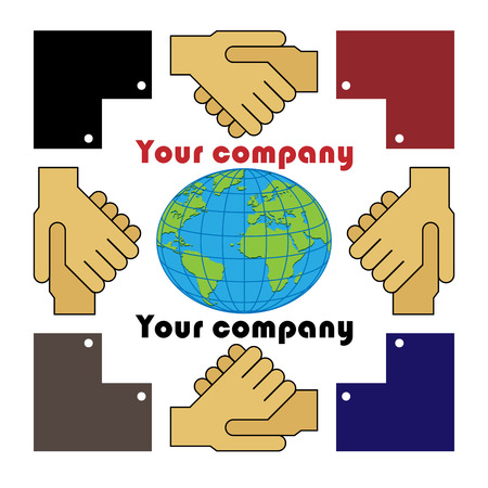 Symbol of the sign of cooperation with the globe on a white background.のイラスト素材