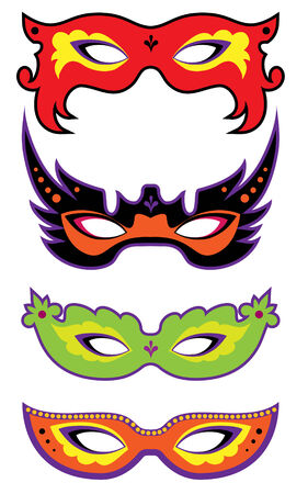 A set of four masks for celebration and carnival.のイラスト素材