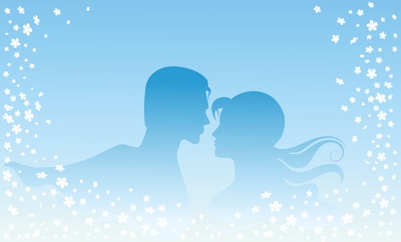 Then silhouette of lovers, men and women. のイラスト素材