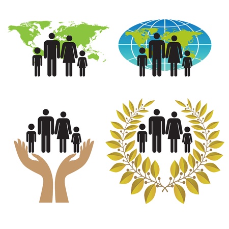 A set of signs and symbols to preserve and protect the family in the world.のイラスト素材