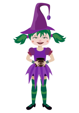 Vector illustration. Witch character for Halloween.のイラスト素材
