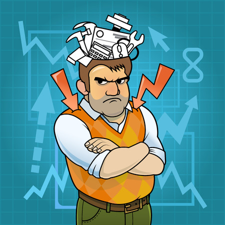Man in stress vector illustration cartoon styleのイラスト素材