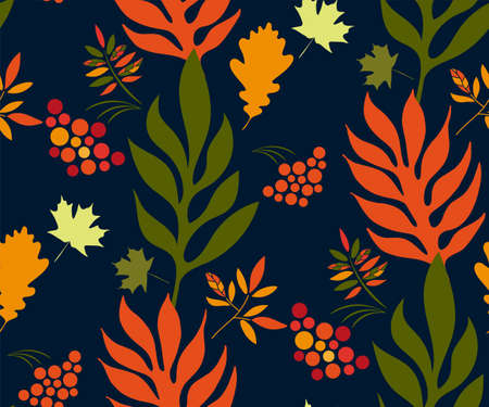 Vector autumn leaves, halloween pattern. Floral stock vector illustrationのイラスト素材