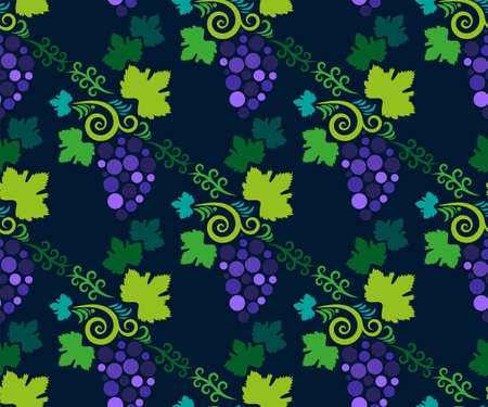 Vector ornamental vine grapes decorative background. Ethnic seamless pattern ornament. Vector patternのイラスト素材