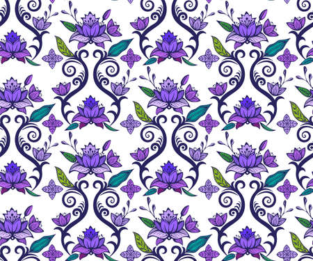 Vector ornamental hand drawing decorative background. Ethnic seamless pattern ornament. Vector pattern.のイラスト素材