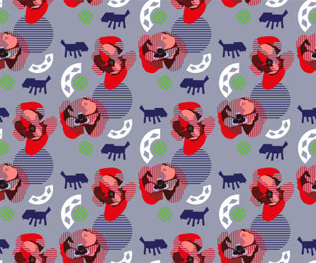 Vector Matisse inspired seamless pattern, colorful design, vector illustration