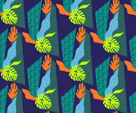 Vector Matisse inspired seamless pattern, colorful design, vector illustrationのイラスト素材