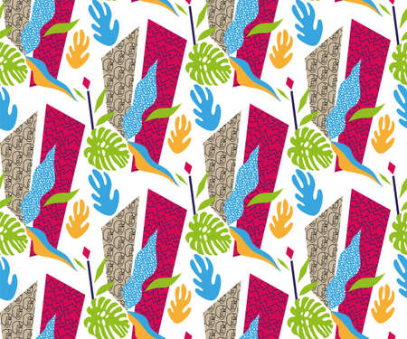 Vector Matisse inspired seamless pattern, colorful design, vector illustrationのイラスト素材