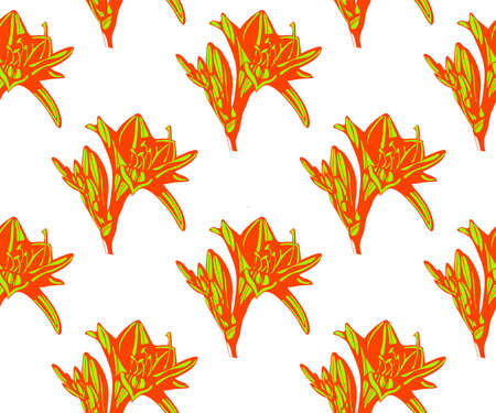 Vector Lily flowers seamless patern. Hand drawn ink illustration. Wallpaper or fabric design.のイラスト素材