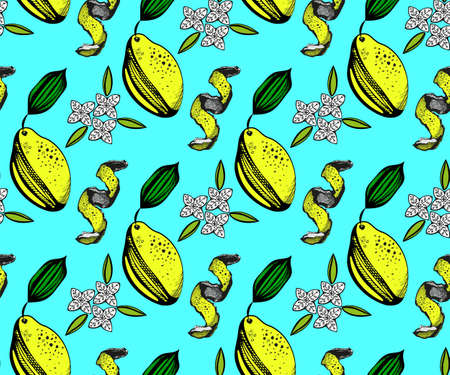 Vector lemon decoration seamless pattern, colorful design, vector illustration