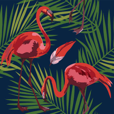 Vector flamingo pattern. Ethnic seamless pattern ornament. Vector pattern.のイラスト素材