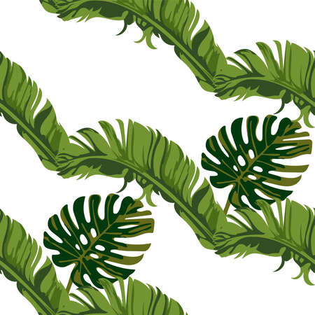 Vector tropical flowers and leaves pattern. Exotic seamless pattern ornament. Vector pattern.のイラスト素材