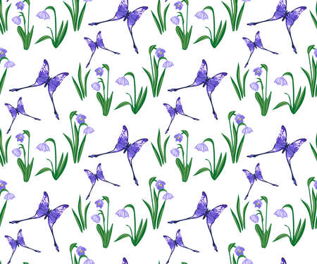 Vector seamless pattern with wild spring flowerのイラスト素材