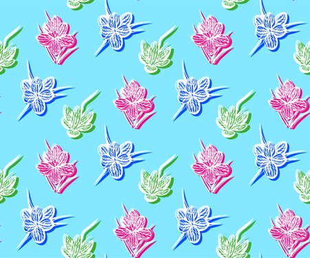 Seamless floral pattern with wild spring flower ornamental decorative background. Vector pattern. Print for textile, cloth, wallpaper, scrapbookingのイラスト素材