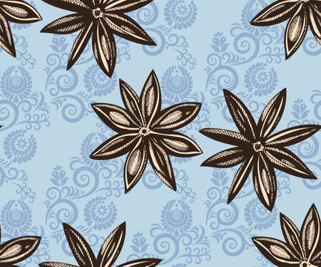 Vector background with hand drawn herbs and spices. Hand drawn ink illustration. Organic and fresh spices illustrationのイラスト素材