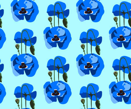 Seamless floral pattern with wild poppy ornamental decorative background. Vector pattern. Print for textile, cloth, wallpaper, scrapbookingのイラスト素材