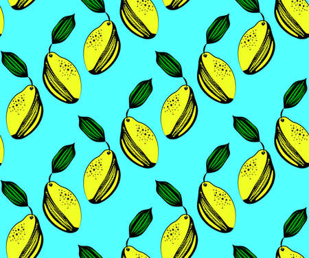 Vector lemon decoration seamless pattern, colorful design, vector illustration
