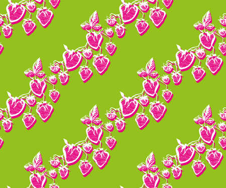 Seamless floral pattern with wild strawberry ornamental decorative background.のイラスト素材