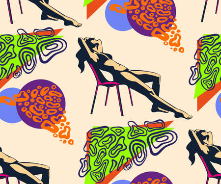 Beach pattern. Decorative background. Vector seamless pattern illustration. Print for textile, cloth, wallpaper, scrapbookingのイラスト素材