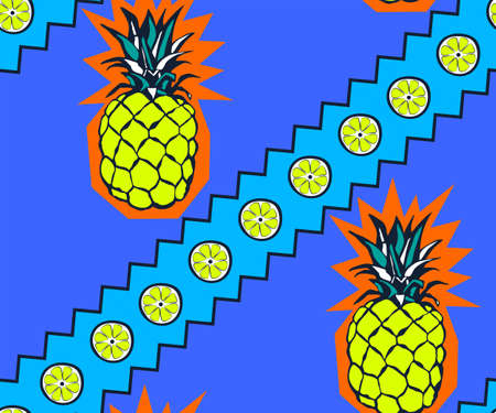 Abstract pineapple seamless pattern. Creative background with geometric figures. Funny wallpaper for...