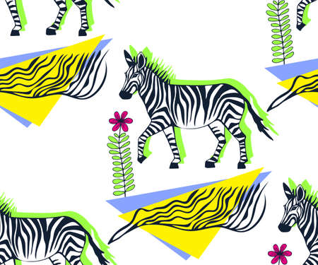 Vector background hand drawn exotic wild animals. Hand drawn ink illustration. Modern ornamental decorative background. Vector pattern. Print for textile, cloth, wallpaper, scrapbookingのイラスト素材