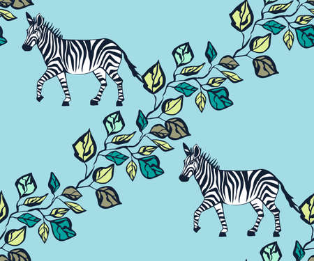 Vector background hand drawn exotic wild animals. Hand drawn ink illustration. Modern ornamental decorative background. Vector pattern. Print for textile, cloth, wallpaper, scrapbookingのイラスト素材