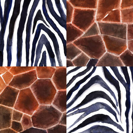 Watercolor tropical wildlife seamless pattern. Hand drawing decorative background. Print for textile, cloth, wallpaper, scrapbookingの写真素材