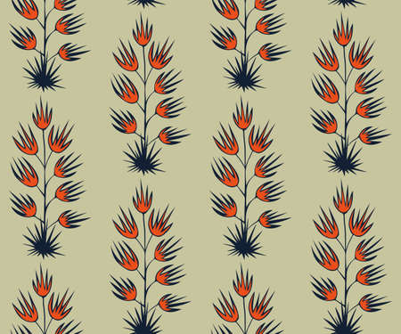 Vector background hand drawn exotic plant. Hand drawn ink illustration. Modern ornamental decorative background. Vector pattern. Print for textile, cloth, wallpaper, scrapbookingのイラスト素材