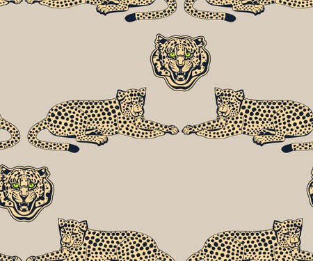 Vector background hand drawn exotic wild cat. Hand drawn ink illustration. Modern ornamental decorative background. Vector pattern. Print for textile, cloth, wallpaper, scrapbookingのイラスト素材