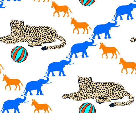 Vector background hand drawn exotic wild cat. Hand drawn ink illustration. Modern ornamental decorative background. Vector pattern. Print for textile, cloth, wallpaper, scrapbookingのイラスト素材