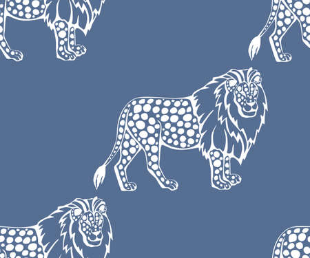 Vector background hand drawn exotic wild cat. Hand drawn ink illustration. Modern ornamental decorative background. Vector pattern. Print for textile, cloth, wallpaper, scrapbookingのイラスト素材