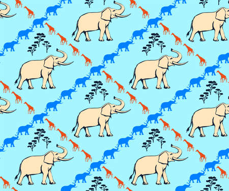 Vector background hand drawn doodle elephant. Hand drawn ink illustration. Modern ornamental decorative background. Vector pattern. Print for textile, cloth, wallpaper, scrapbookingのイラスト素材