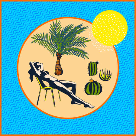 Summer beach print. Hello Summer, holiday concept. Pop art. Summer holiday.のイラスト素材