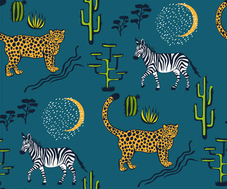 hand drawn exotic wild animals. Hand drawn ink illustration. Modern ornamental decorative...