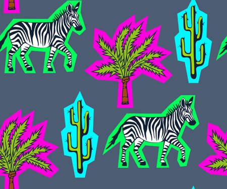Vector background hand drawn zebra. Hand drawn ink illustration. Modern ornamental decorative background. Vector pattern. Print for textile, cloth, wallpaper, scrapbookingのイラスト素材