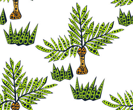 Vector background hand drawn exotic plant. Hand drawn ink illustration. Modern ornamental decorative background. Vector pattern. Print for textile, cloth, wallpaper, scrapbookingのイラスト素材