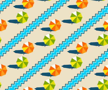Seamless summer beach pattern. Hello Summer, holiday concept. Pop art. Summer holiday. Vector seamless pattern illustrationのイラスト素材
