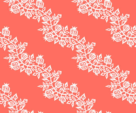 Seamless pattern with wild pomegranate ornamental decorative background. Vector pattern. Print for textile, cloth, wallpaper, scrapbookingのイラスト素材