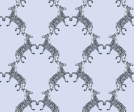 Vector background hand drawn horse. Hand drawn ink illustration. Modern ornamental decorative background. Vector pattern. Print for textile, cloth, wallpaper, scrapbookingのイラスト素材