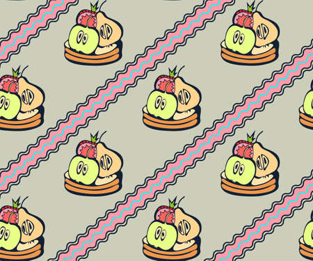 Vector background hand drawn sweets. Hand drawn ink illustration. Modern ornamental decorative background. Vector pattern. Print for textile, cloth, wallpaper, scrapbookingのイラスト素材
