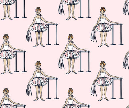 Vector background hand drawn ballerina. Hand drawn ink illustration. Modern ornamental decorative background. Vector pattern. Print for textile, cloth, wallpaper, scrapbookingのイラスト素材