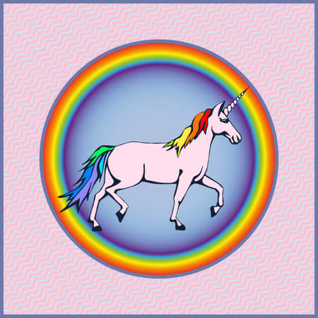 Vector background hand drawn unicorn. Hand drawn ink illustration. Modern ornamental decorative background. Square print for textile, cloth, scrapbookingのイラスト素材