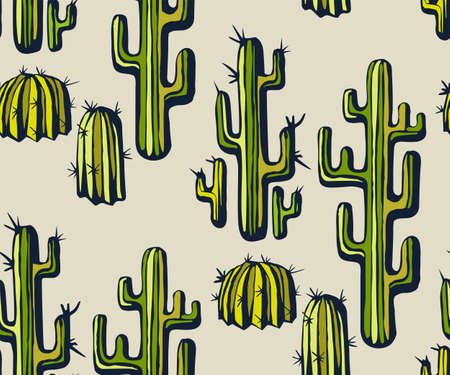 Vector background hand drawn cactus, succulent. Hand drawn ink illustration. Modern ornamental...