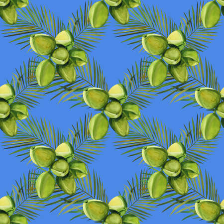 Watercolor seamless floral and fruts pattern hand drawing decorative background. Hand drawn watercolor illustration.の写真素材