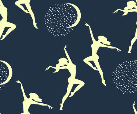 Vector background abstract ballet artwork. Hand drawn ink illustration. Modern ornamental decorative background.のイラスト素材