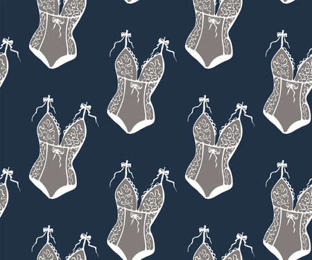 Vector ornamental hand drawing woman accessories decorative background. Romantic seamless pattern ornament. Vector pattern.のイラスト素材