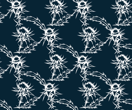 Hand drawn thistle. Hand drawn ink illustration. Modern ornamental decorative background. Vector pattern. Print for textile, cloth, wallpaper, scrapbookingのイラスト素材