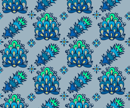 Vector ornamental hand drawing decorative background. Ethnic seamless pattern ornament. Vector pattern.のイラスト素材