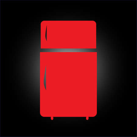Fridge Icon Illustration Vector Sign Symbol. Red refrigerator on a black backgroundのイラスト素材