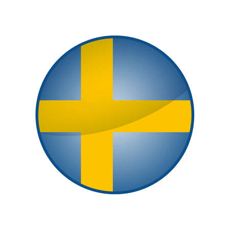 Round button national flag of Sweden Icon country.のイラスト素材